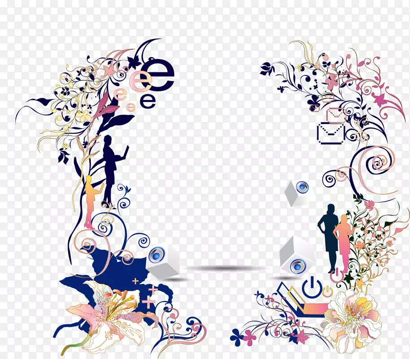 平面设计文字插图.花卉装饰