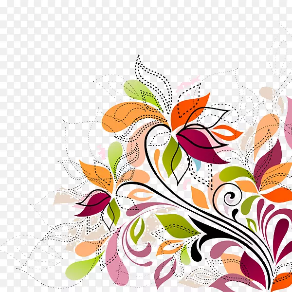 花卉设计花色插图.彩色手绘花卉图案