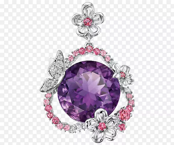 紫水晶施华洛世奇紫色珠宝.施华洛世奇珠宝紫色吊坠