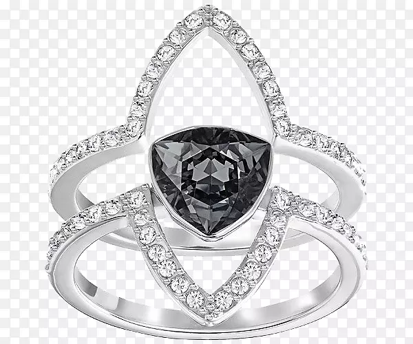 施华洛世奇银戒指珠宝网上购物.施华洛世奇珠宝黑色戒指