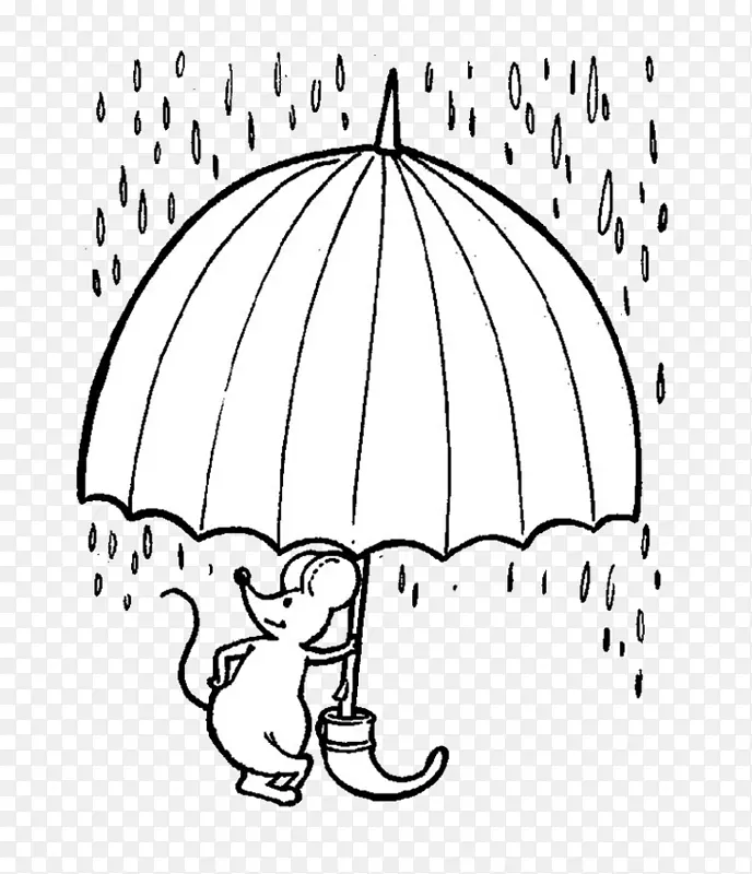 在伞下画小老鼠