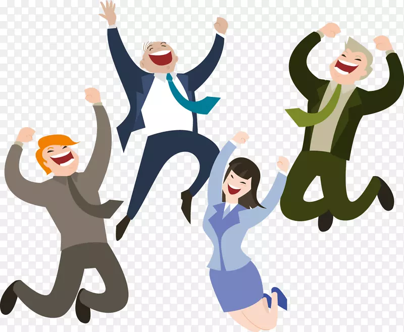 网站开发客户快乐商务剪贴画-快乐的人跳跃