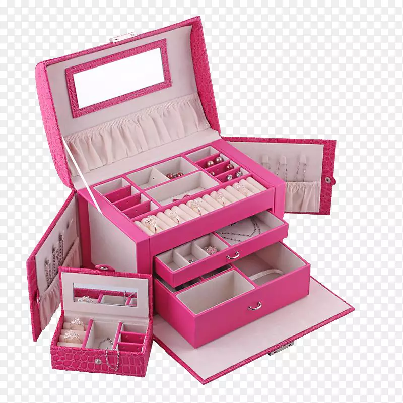 粉红棺材珠宝项链-粉红皮革珠宝盒