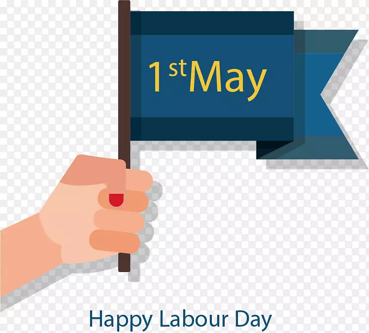 劳动节国际工人日.绘有小旗帜的
