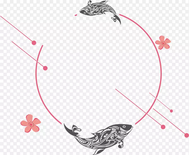 海报-鲤鱼及圆形背景装饰