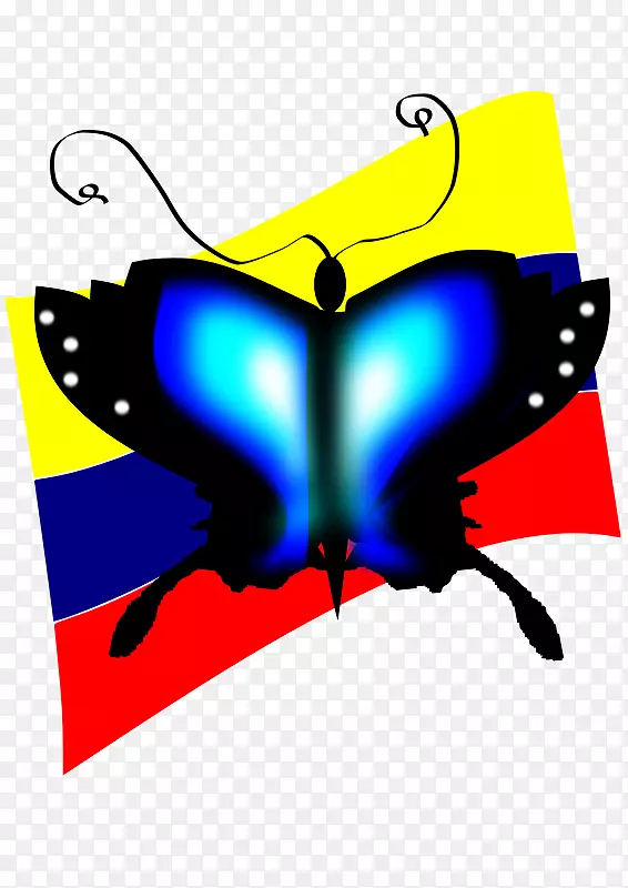蝴蝶昆虫剪贴画躺在蓝黑蝴蝶的旗帜上