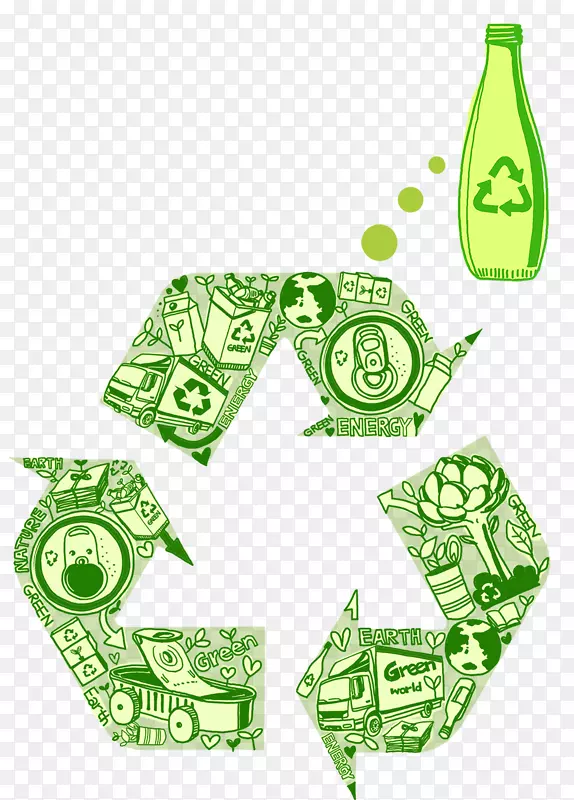 回收标志绿色材料.创意绿色旗帜