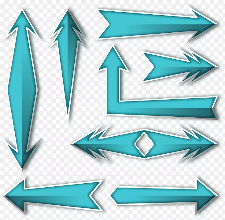 箭头三维计算机图形图标-蓝色卡通肩部标志