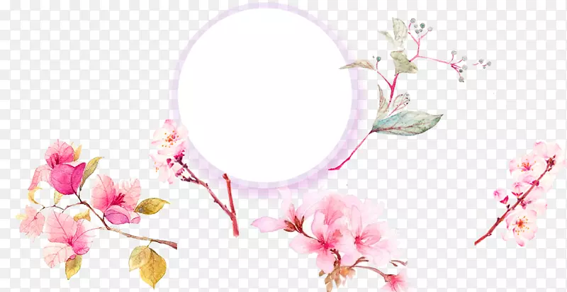 花卉设计墙纸-粉红色鲜花圆形装饰图案