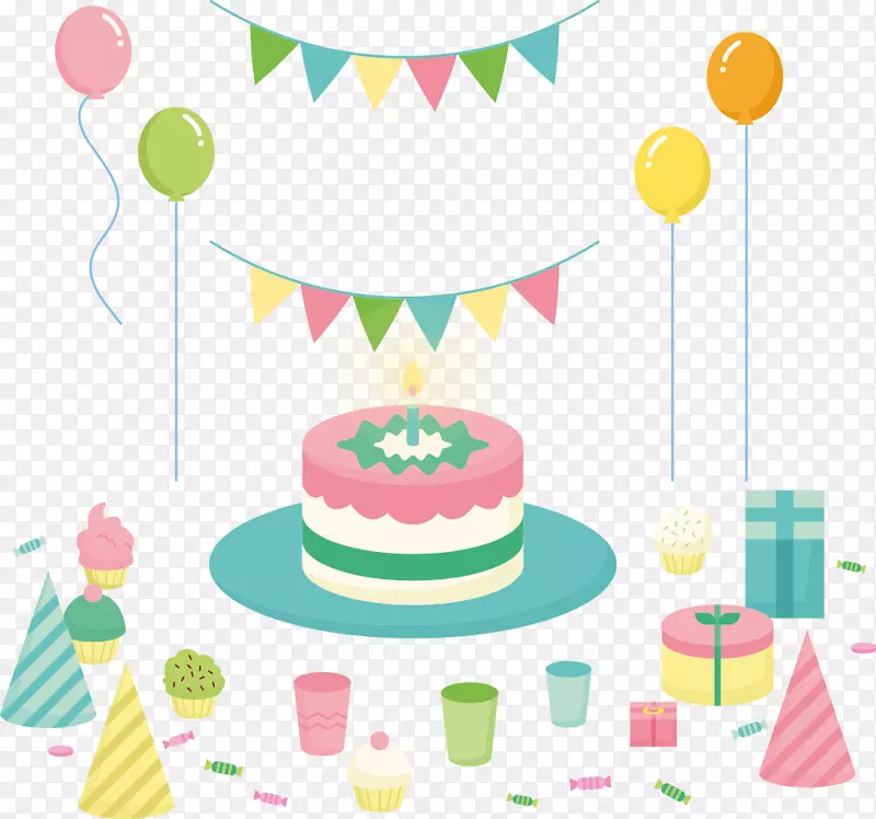 生日蛋糕贺卡祝你生日快乐-蛋糕并拔旗
