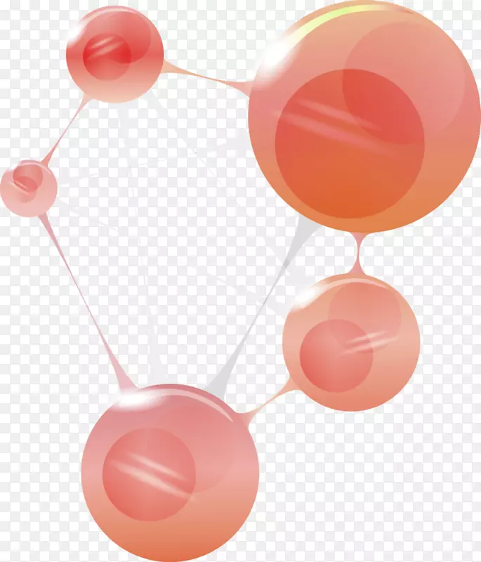 分子几何化学元素分子圆-红色简单圆线装饰图案