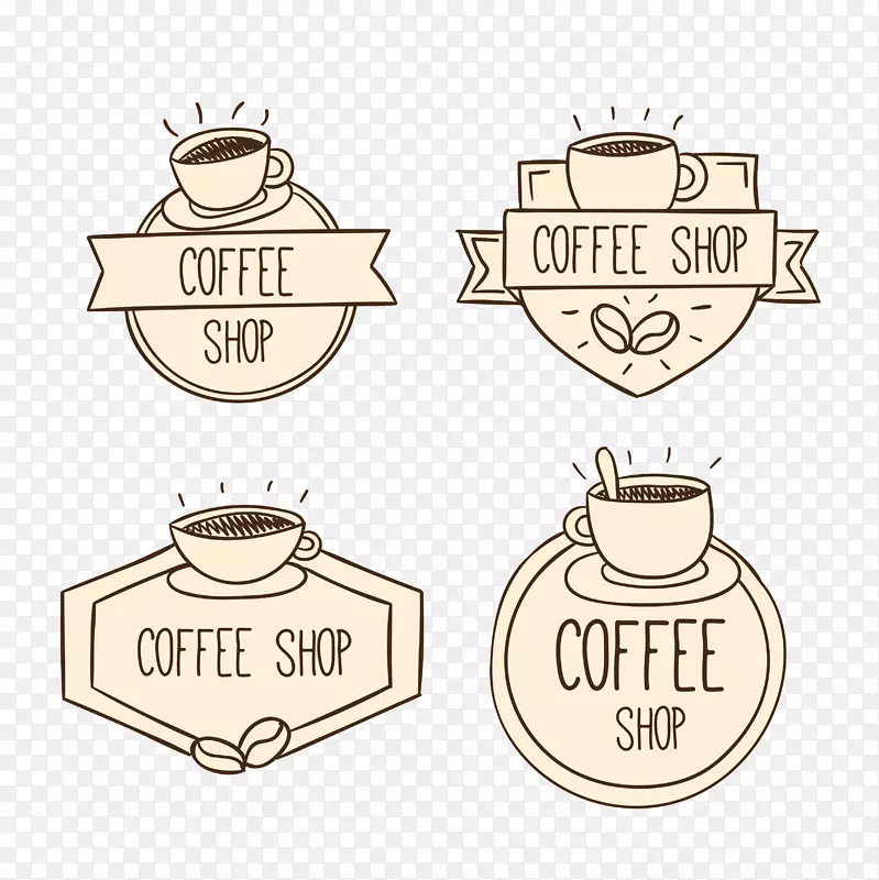 咖啡杯咖啡贴纸.手绘咖啡贴纸