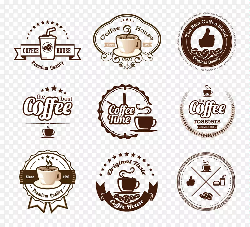 白咖啡厅冰咖啡杯-棕色咖啡标签设计载体材料