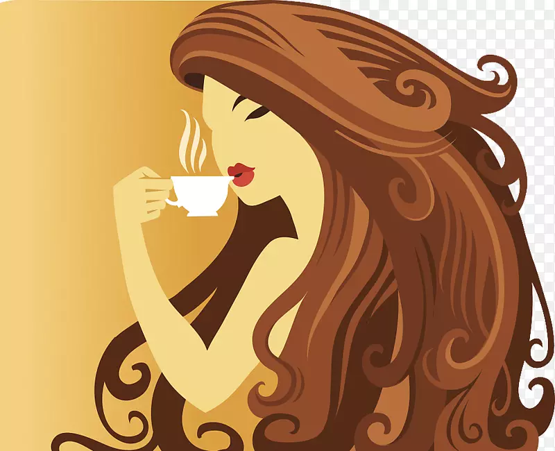 咖啡茶咖啡厅插图-优雅女士咖啡装饰图