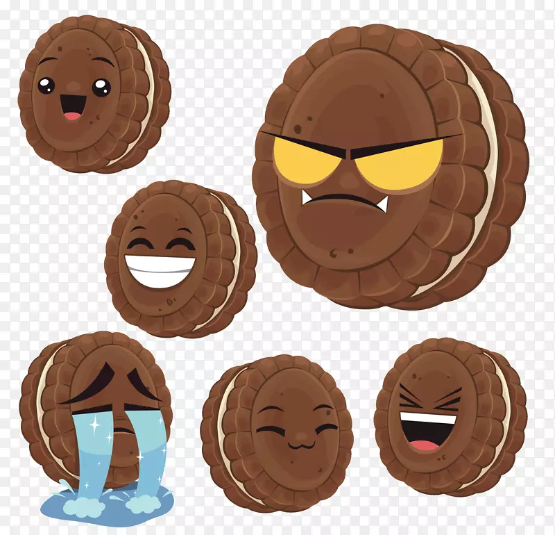 巧克力饼干巧克力三明治面包店.卡通饼干表情袋