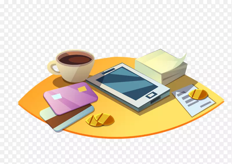 Adobe插画-办公台书咖啡