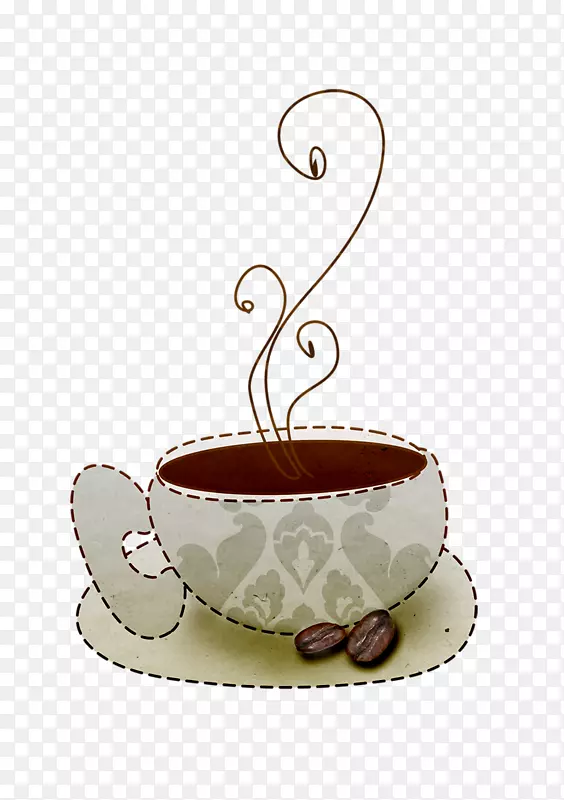咖啡杯纸咖啡厅贴纸-咖啡杯创意卡通贴纸