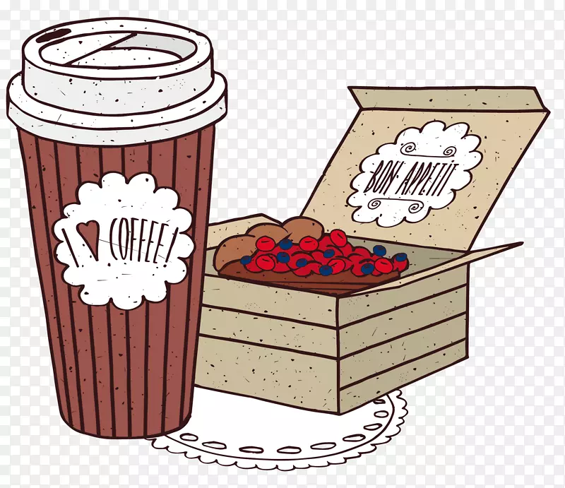 咖啡卡布奇诺早餐面包店插图-咖啡和蔓越莓
