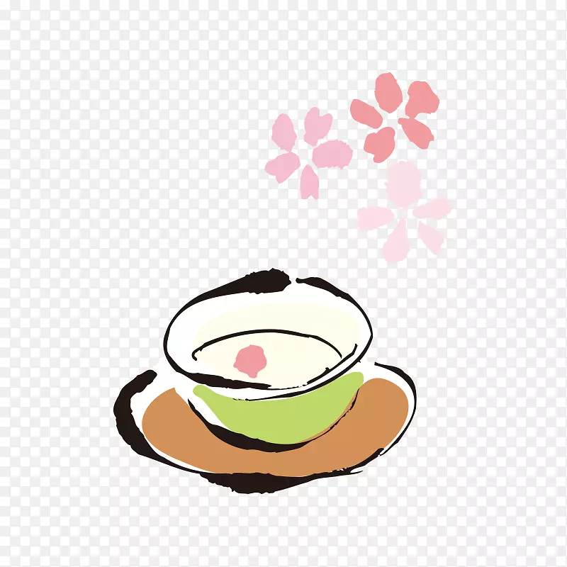 茶杯茶花插图-食物、咖啡