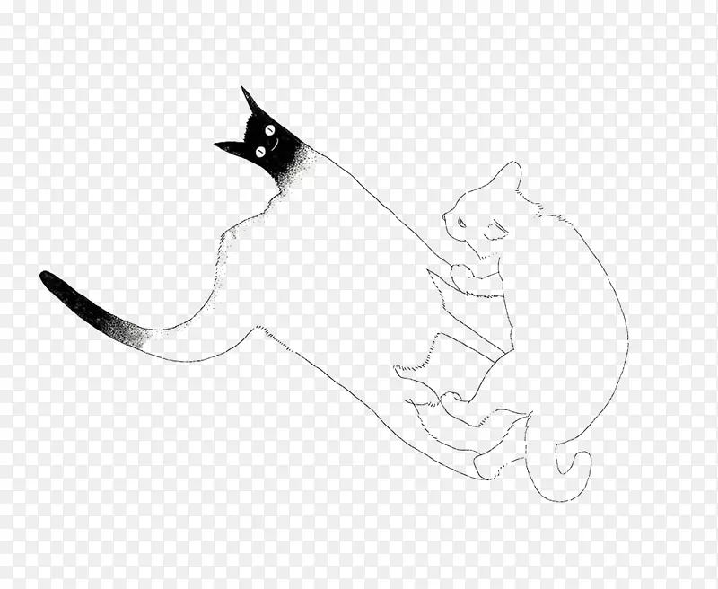胡须猫插图-简单的白猫