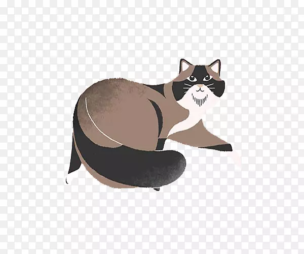 胡须黑猫插图-简单缝合猫