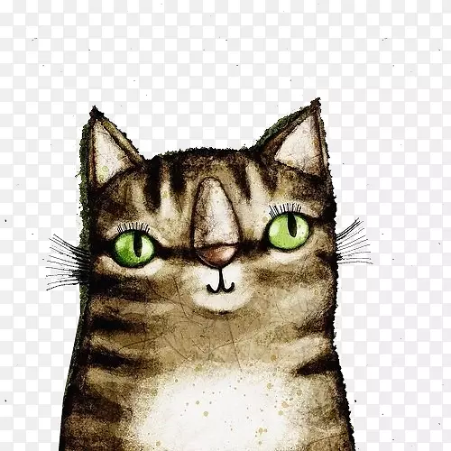 猫枕水彩画插图.水彩画猫图案