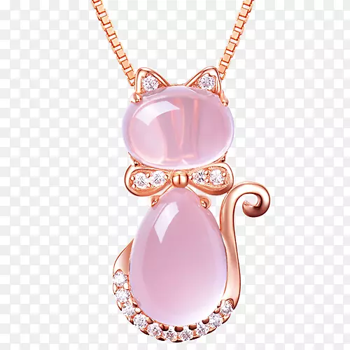 猫项链吊坠珠宝链-粉红猫