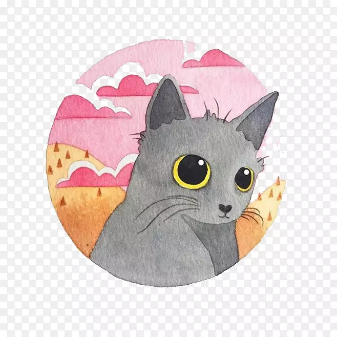 猫家猪狗插图-卡通猫