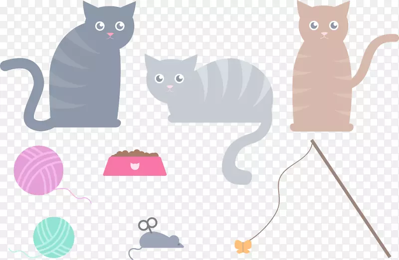 猫食小猫夹艺术-卡通猫