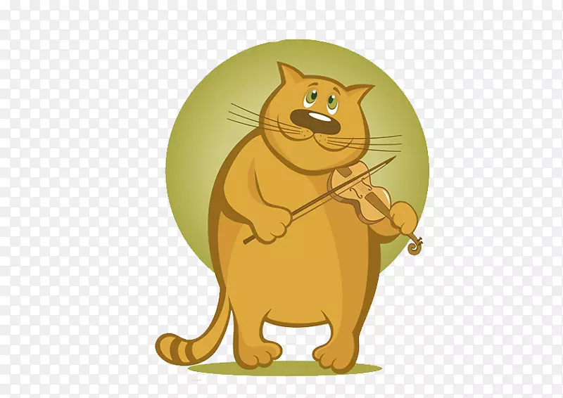 猫小提琴技术插图-卡通猫