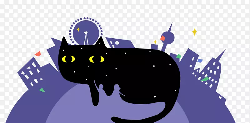 七夕节猫海报-平房卡通猫