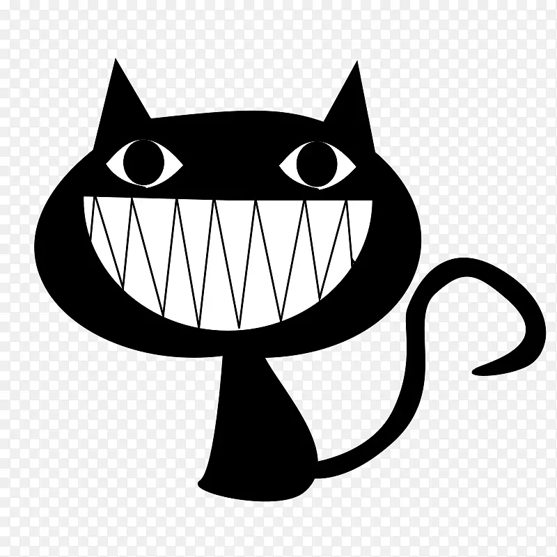 黑猫卡通剪辑艺术-黑色卡通猫快乐