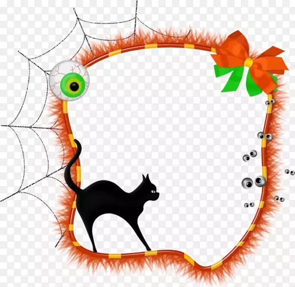 黑猫万圣节画框剪贴画卡通猫