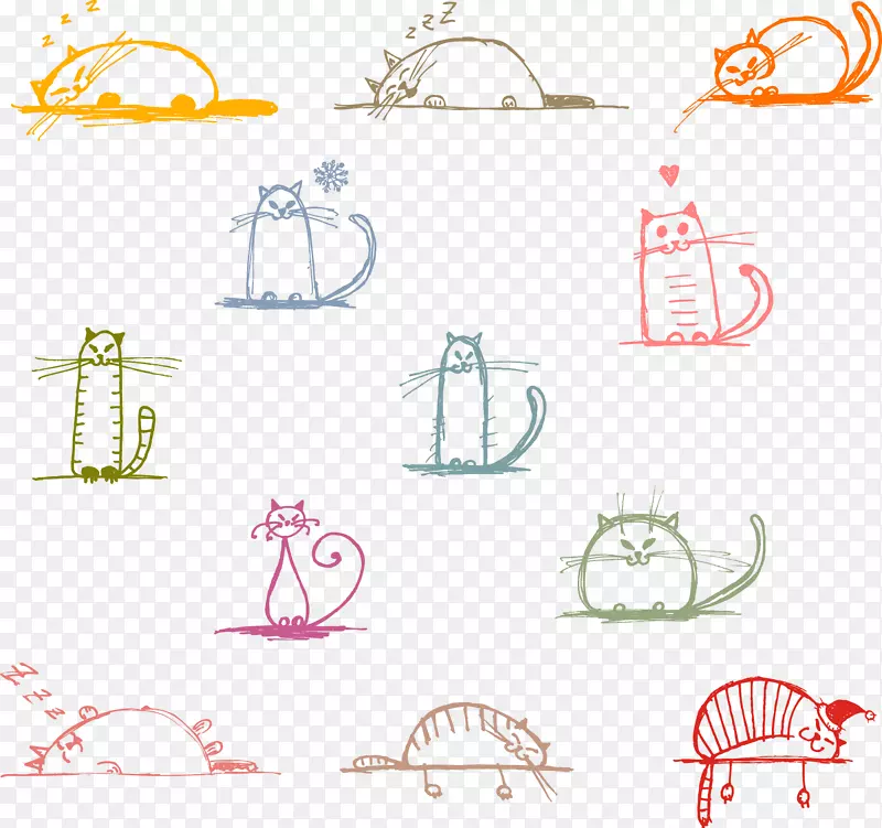 猫土坯插画手画可爱的猫