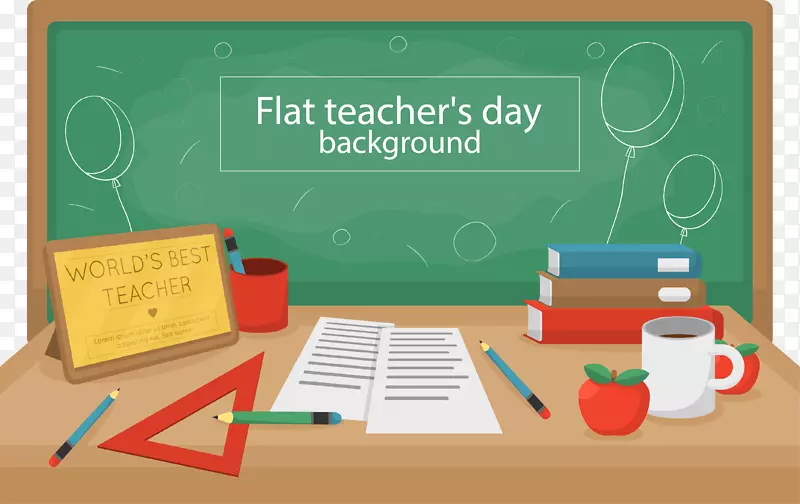 学生教师日黑板学校-创意教师日办公桌