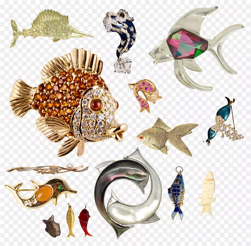 鱼夹艺术-鱼宝石装饰品