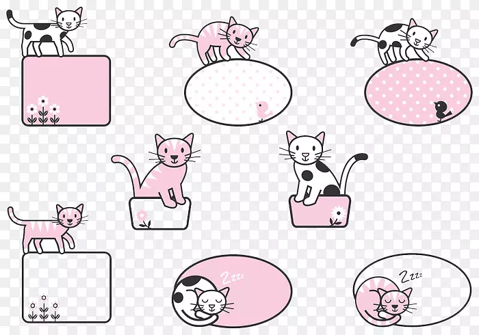 猫标签贴纸可爱剪贴画-可爱的猫
