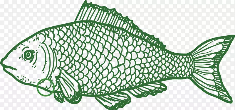 橡皮图章插图-海洋生物，通过鱼