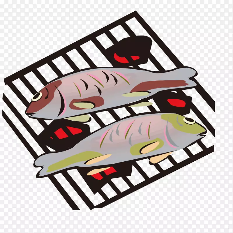 烧烤烤鱼烧烤烤肉夹艺术-创意手绘鱼