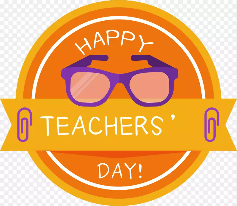 教师日贴艺术-橙色教师日眼镜标签