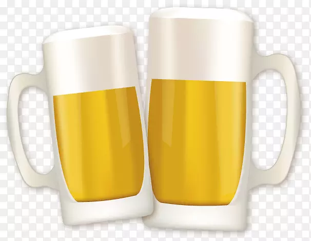 啤酒玻璃器皿咖啡杯桌玻璃涂上两杯啤酒