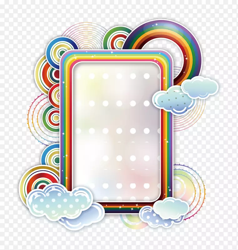 边框和框彩虹云剪辑艺术.云文本框