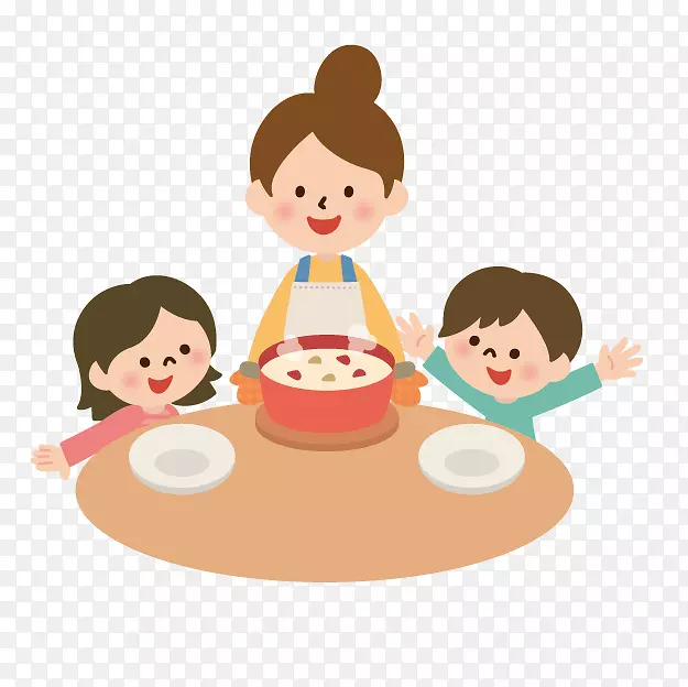 烹饪儿童肉食-人们画的图片材料，卡通家庭