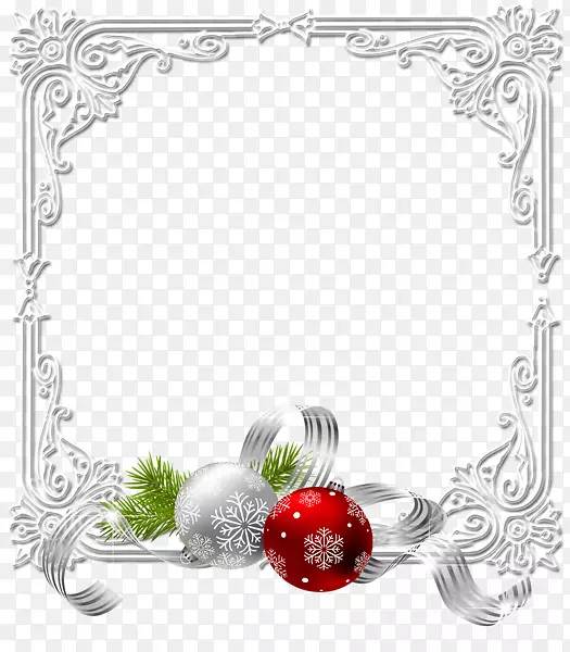 圣诞装饰圣诞装饰品剪贴画带白色圣诞球的框架
