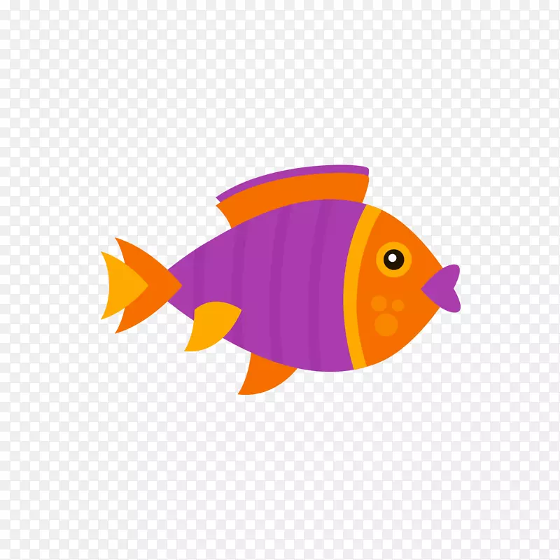 绘画卡通剪贴画-橙色紫鱼