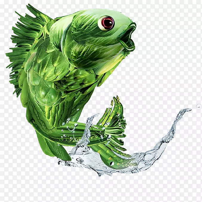 鱼类艺术创意壁纸-HD活性绿色鱼