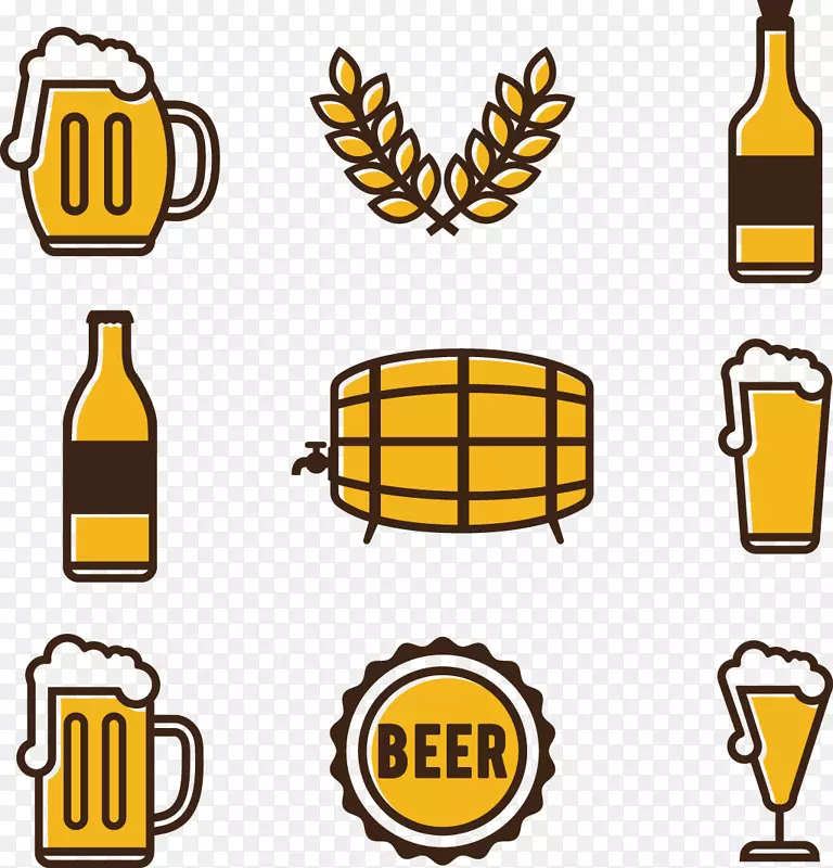 啤酒绘图计算机文件手绘卡通啤酒图标