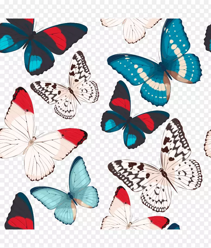 蝴蝶剪贴画-手绘美丽的彩色蝴蝶动画
