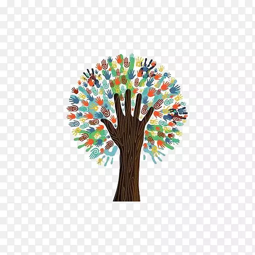 社区健康、健康和健康心理健康-水彩树