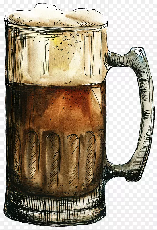 啤酒节杯酒杯玻璃手绘啤酒杯